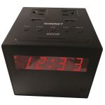 Reloj Despertador Sonnet R-1414 con Estación de Carga y 2 Puertos de Carga USB, Negro